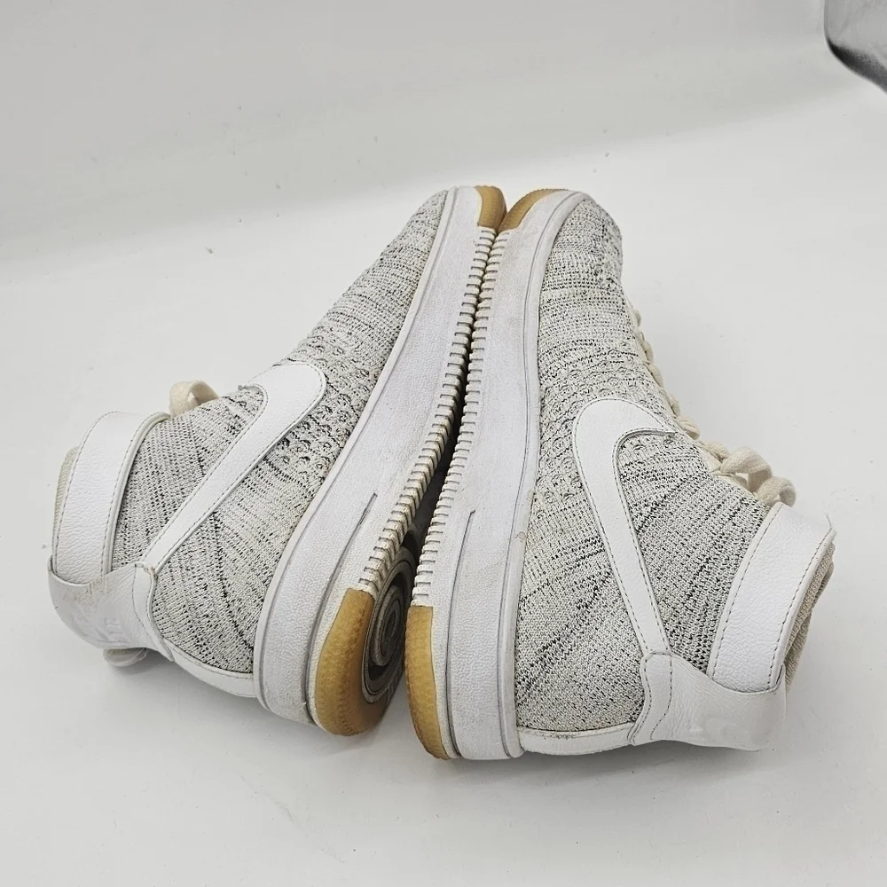 Nike Womens Air Force 1 AF1 Flyknit RARE MID White Ivory Grey Shoes Size 10